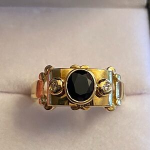 Sapphire Diamond 18k Yellow Gold Ring